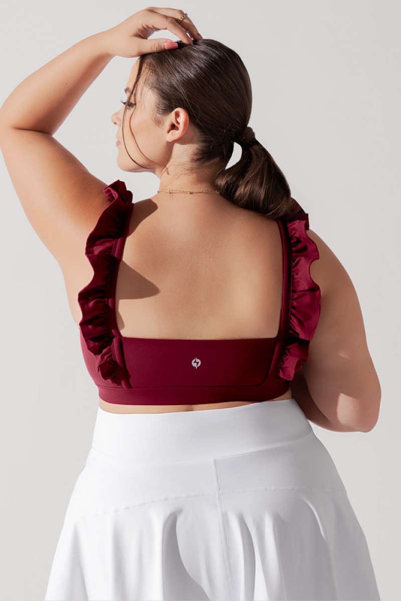 POPFLEX Romance Ruffle Bra Crimson | 42GREIUAQ