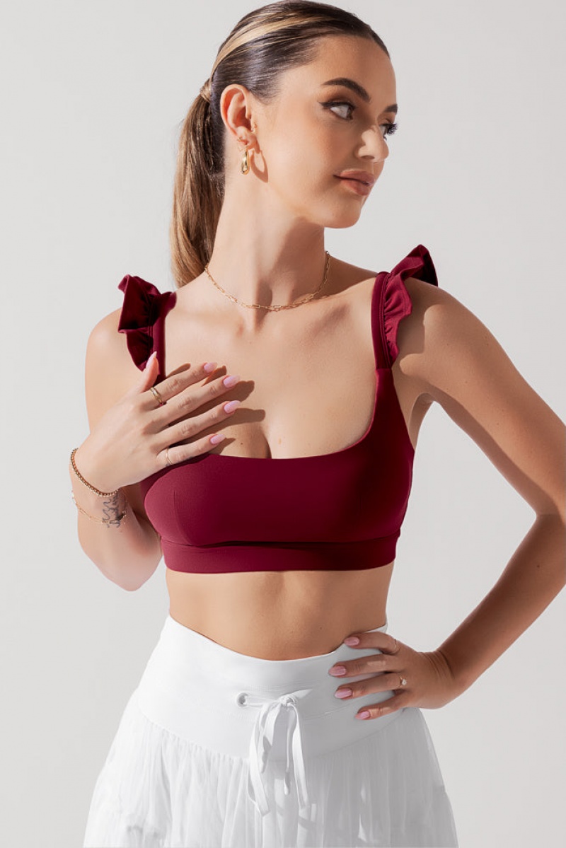 POPFLEX Romance Ruffle Bra Crimson | 42GREIUAQ