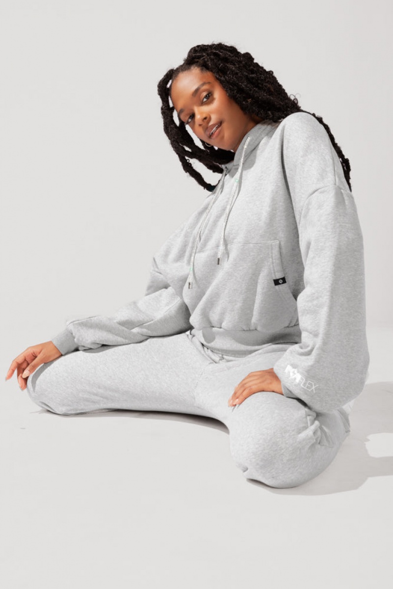 POPFLEX Shimmer Pullover Cloud Hoodie Grau | 96YDQICHS