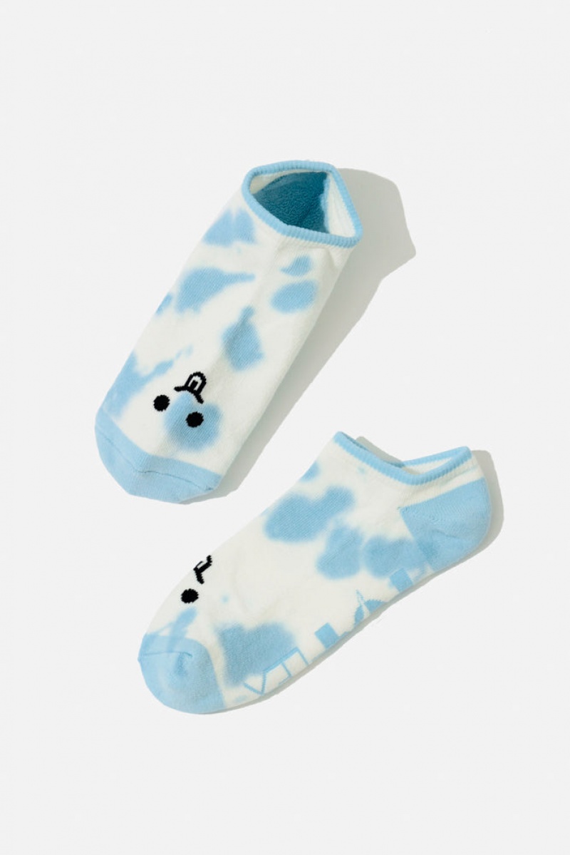 POPFLEX Silly Face Low Rise Socks Blau | 52UTJHKLQ