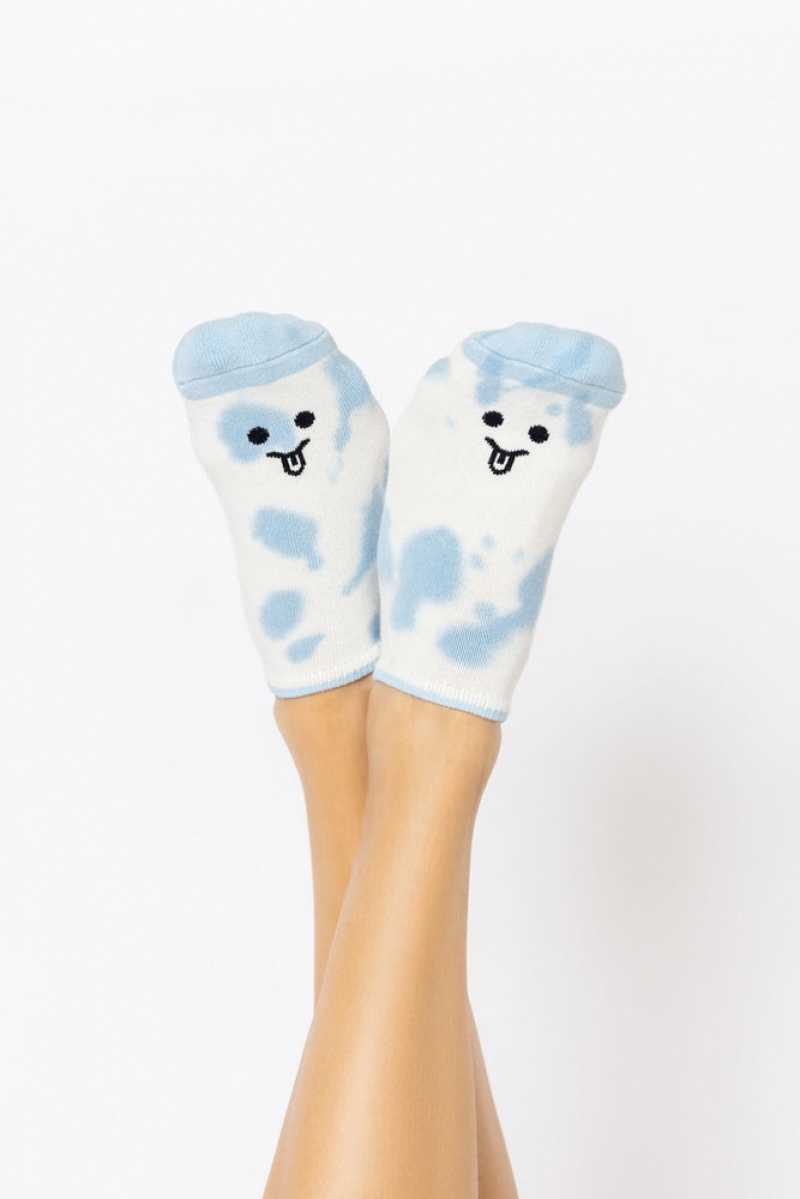 POPFLEX Silly Face Low Rise Socks Blau | 52UTJHKLQ