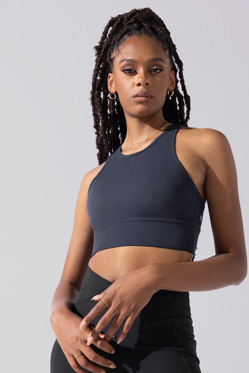 POPFLEX Sweat Sesh Crop Top Navy | 57WCISPYG