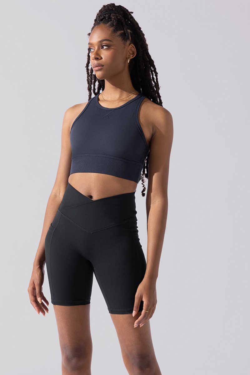 POPFLEX Sweat Sesh Crop Top Navy | 57WCISPYG