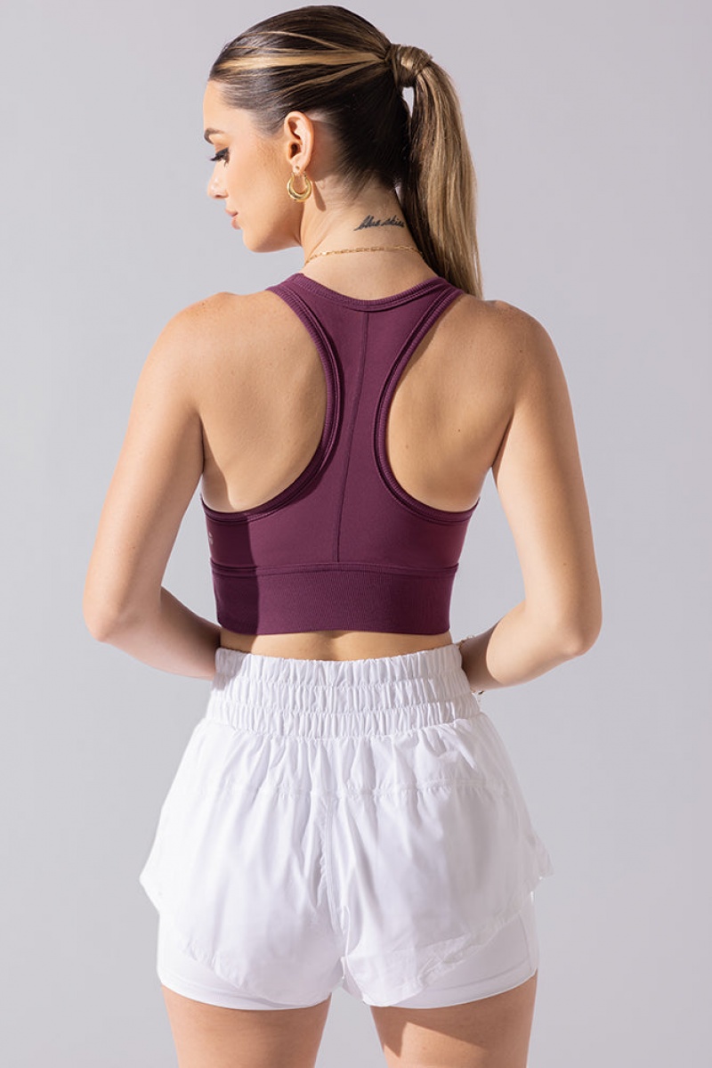 POPFLEX Sweat Sesh Crop Top Plum | 17DWGYOAX