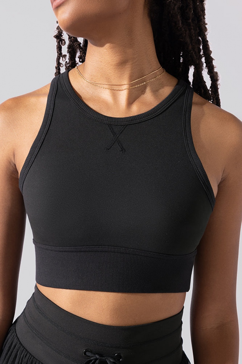 POPFLEX Sweat Sesh Crop Top Schwarz | 16UHRXCIJ