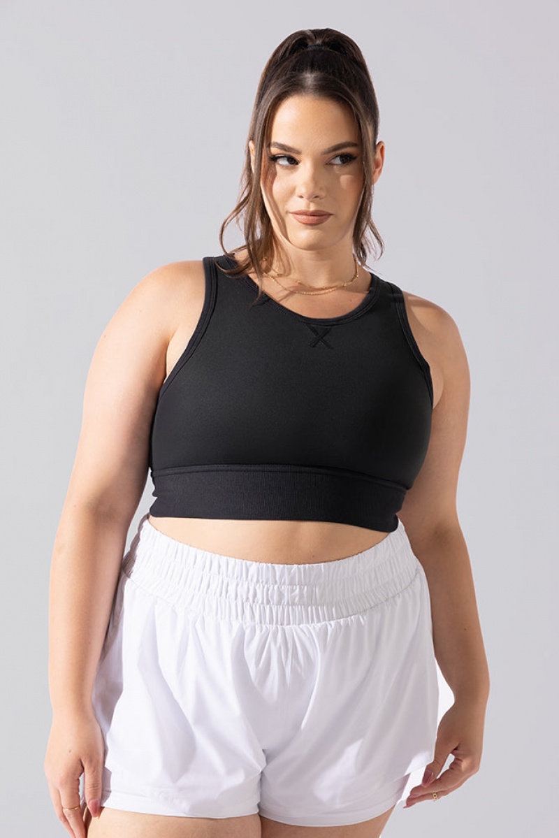 POPFLEX Sweat Sesh Crop Top Schwarz | 16UHRXCIJ