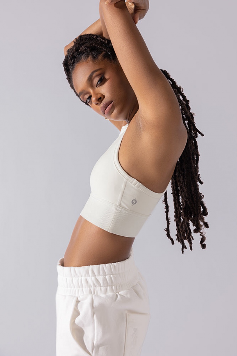 POPFLEX Sweat Sesh Crop Top Weiß | 28HDMXVNZ