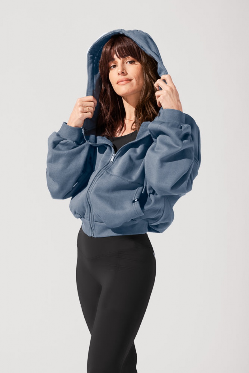 POPFLEX Zip Cloud Hoodie Blau | 13CZVKWPL