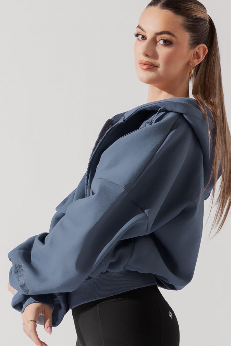 POPFLEX Zip Cloud Hoodie Blau | 85ZCGXPOW