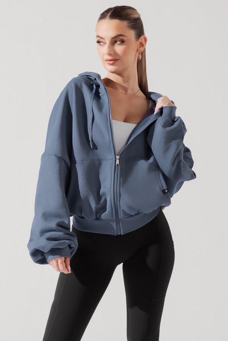 POPFLEX Zip Cloud Hoodie Blau | 85ZCGXPOW