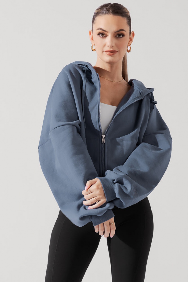 POPFLEX Zip Cloud Hoodie Blau | 85ZCGXPOW