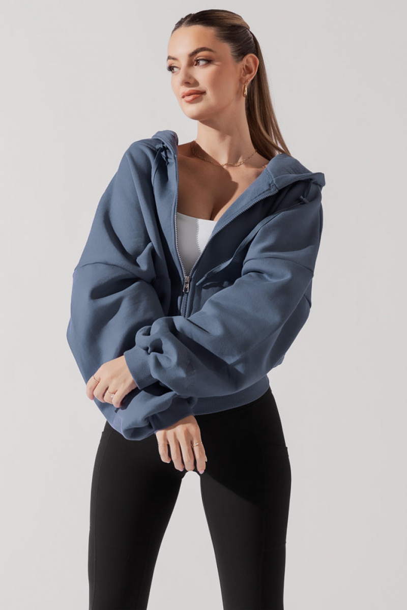 POPFLEX Zip Cloud Hoodie Blau | 85ZCGXPOW