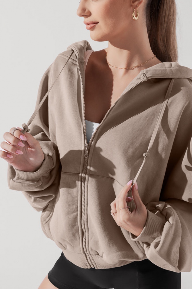 POPFLEX Zip Cloud Hoodie Taupe | 84COLYKPR