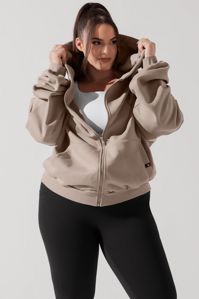 POPFLEX Zip Cloud Hoodie Taupe | 84COLYKPR